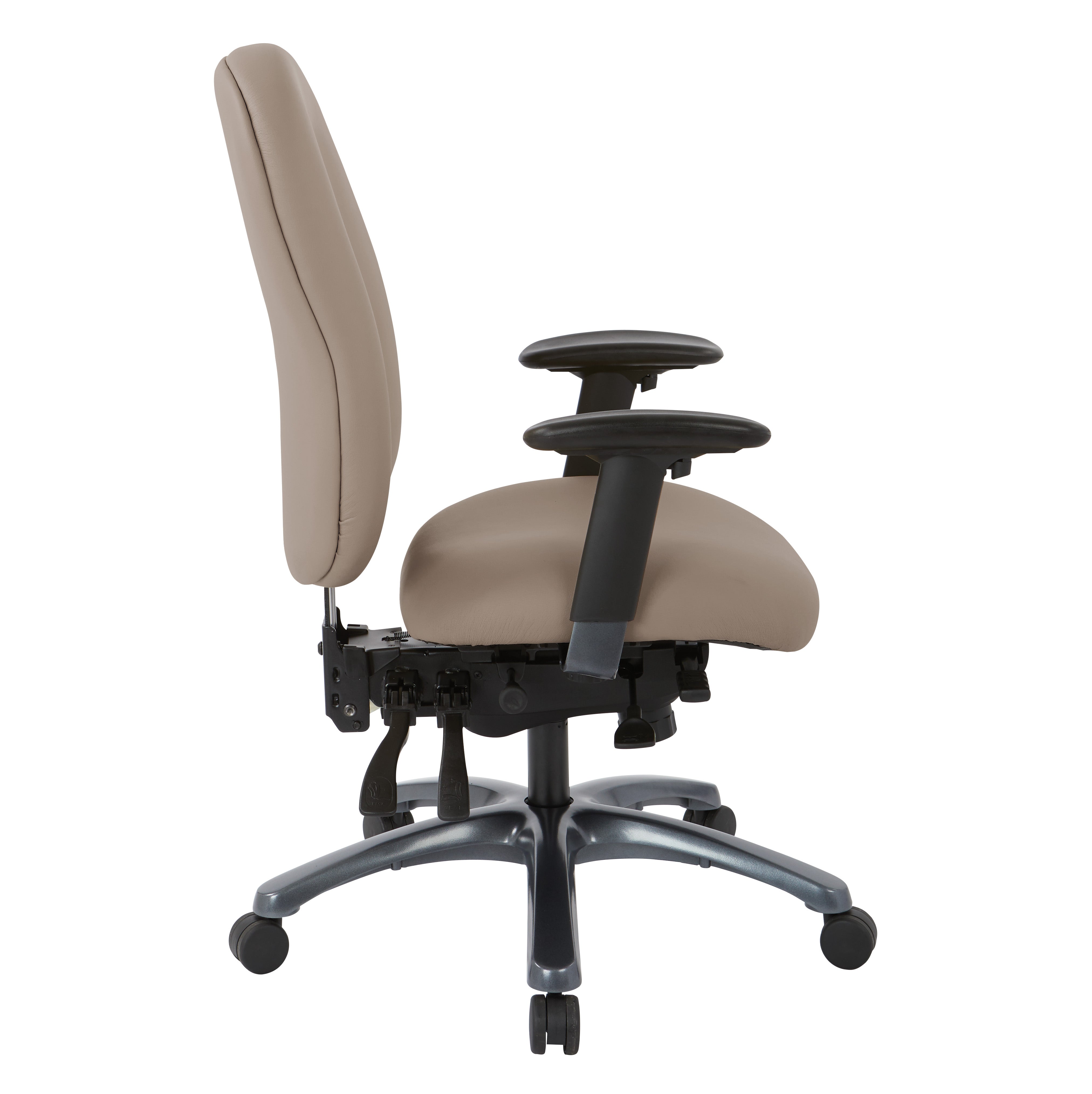 Multi-Function High Back Chair with Seat Slider and Titanium Finish Base